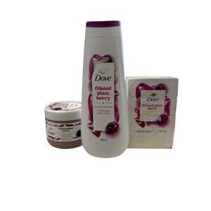 DOVE LIMITED EDITION FROSTED PLUM BERRY SOAP,BODY SCRUB AND BODY WASH